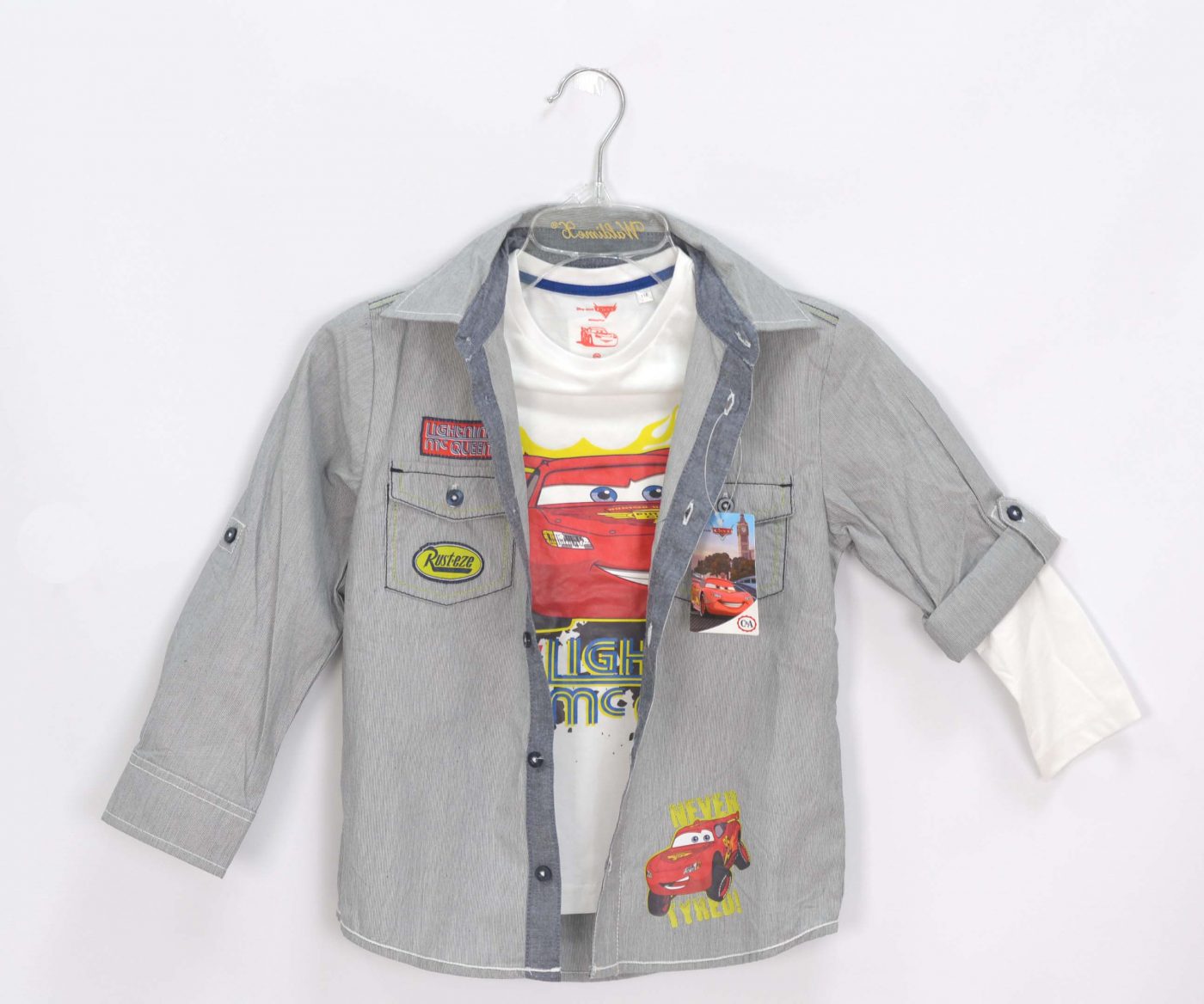 Комплект кофта и рубашка для мальчика с Тачками