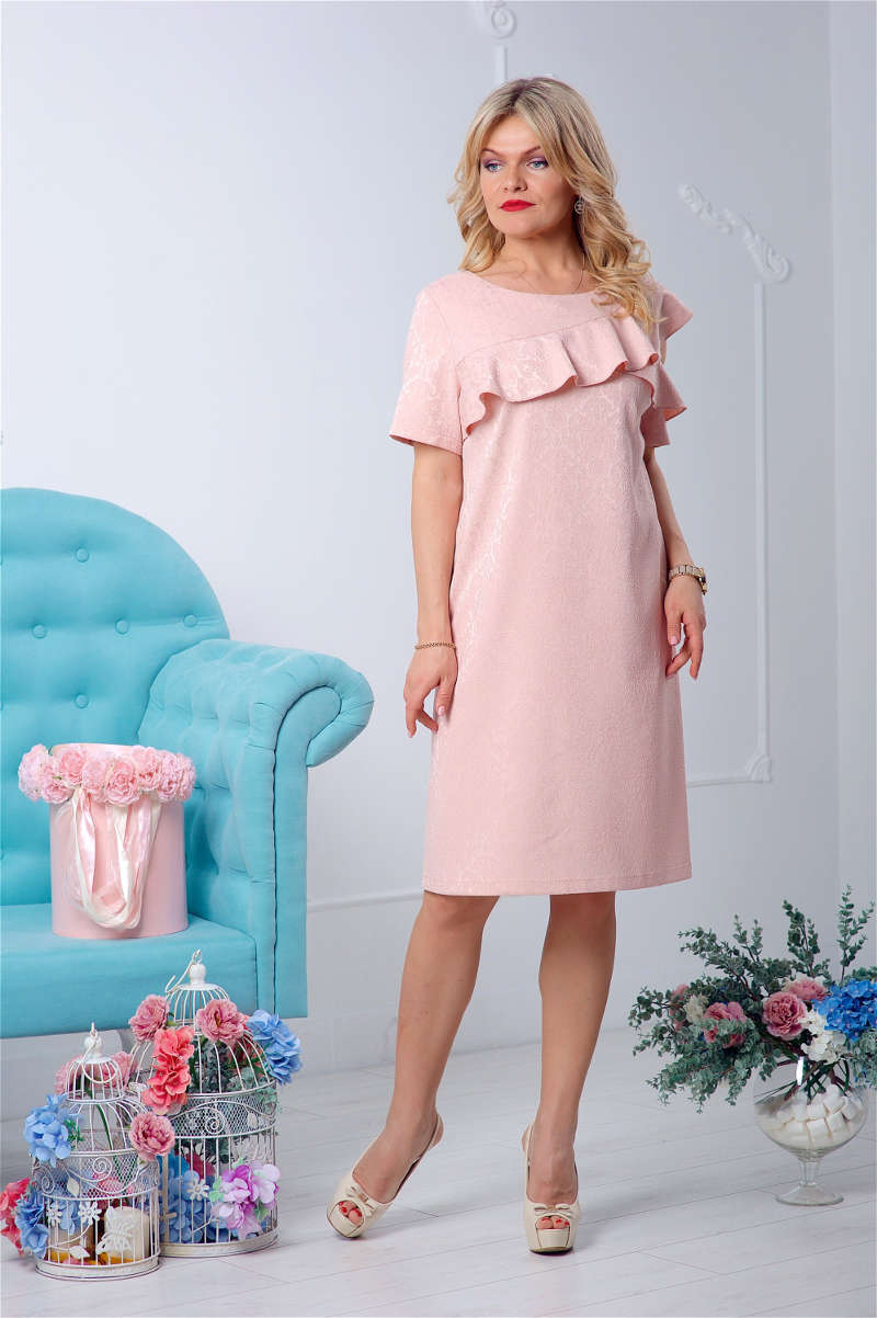 купить летнее платье нежно розовое большого размера фото
