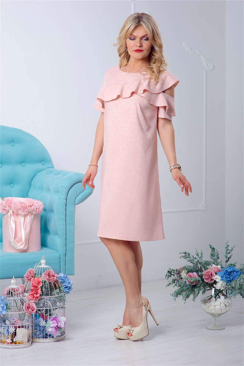купить летнее платье нежно розовое большого размера фото