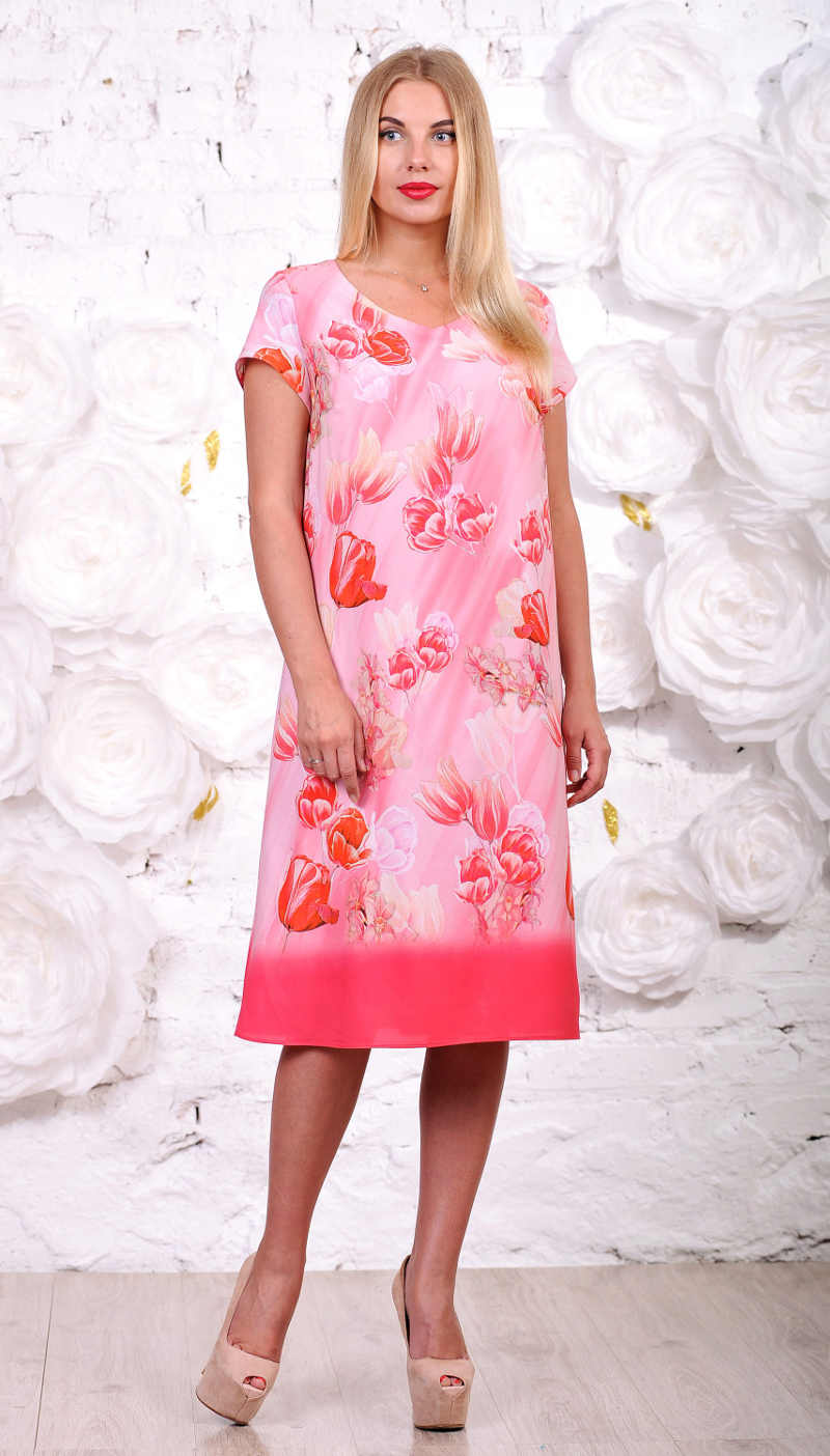 платье розовое с тюльпанами фото