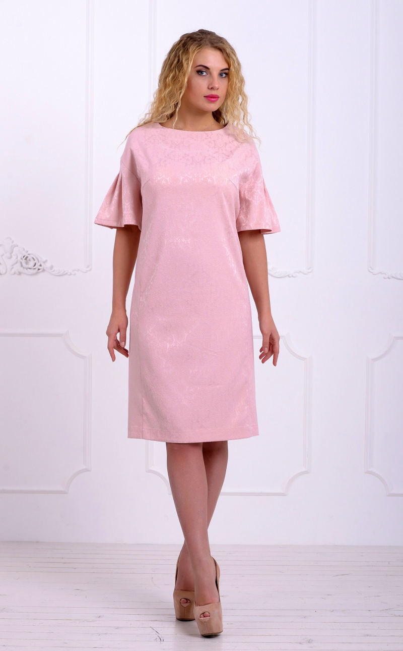 пудрово розовое платье из жаккарда фото
